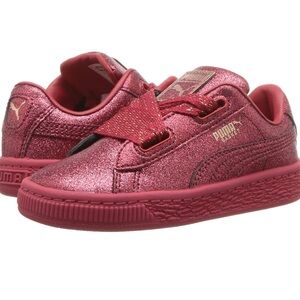 PUMA Kids' Basket Holiday Heart Glamour Glitter Sneakers, Size 13.5 Barely Worn